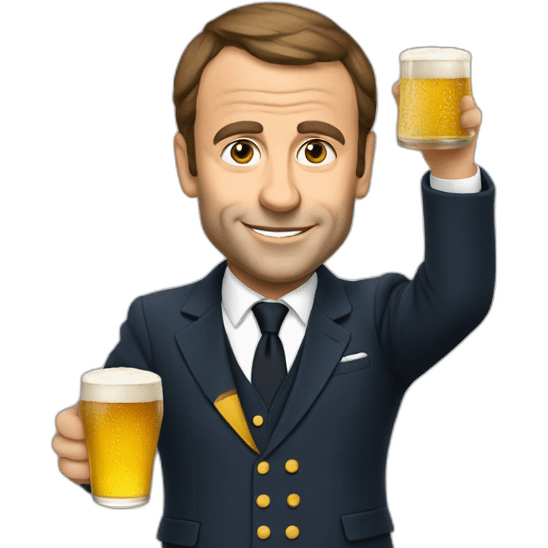 Macron with beer emoji