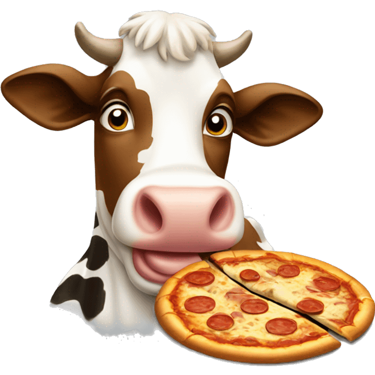 Cow whit hay eating pizza emoji