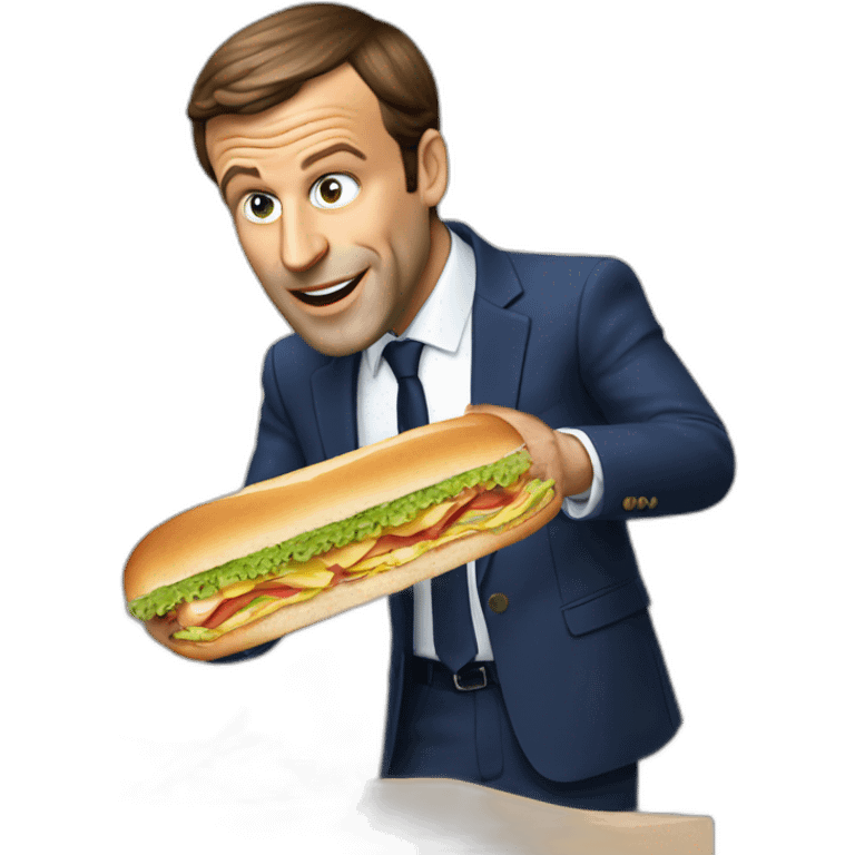 Emanuel macron qui mange un sandwich  emoji