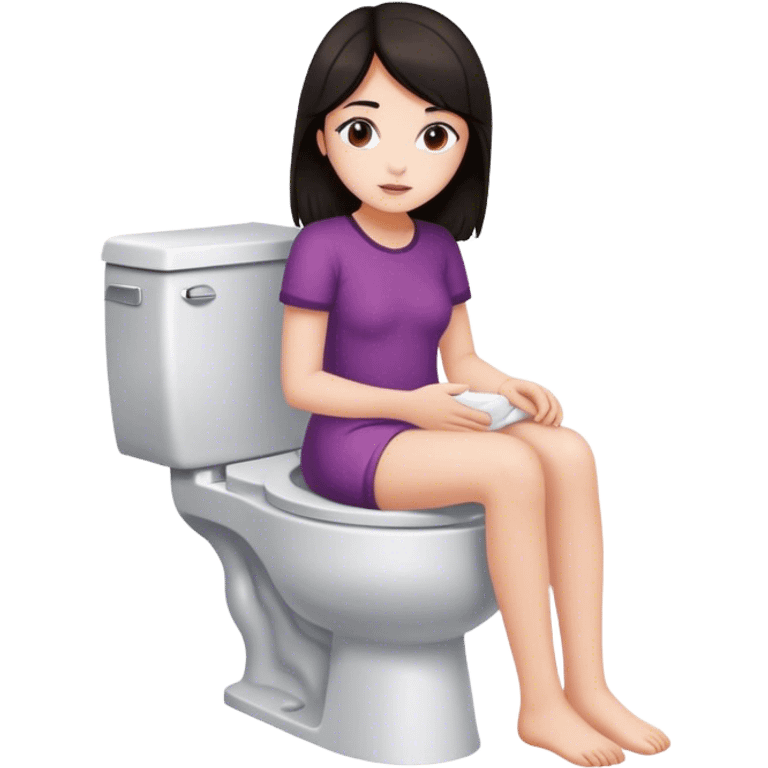 Girl with dark hair on toilet emoji