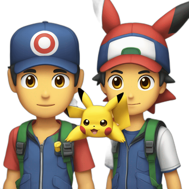 ash ketchum with pikachu on his shoulders emoji