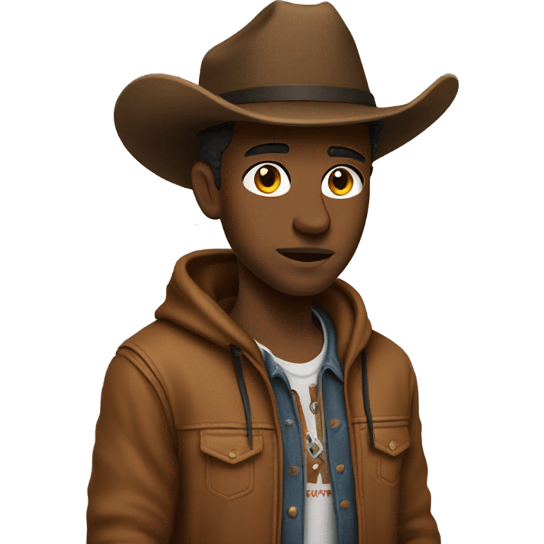 Cowboy wearing a brown streetwear hoodie emoji