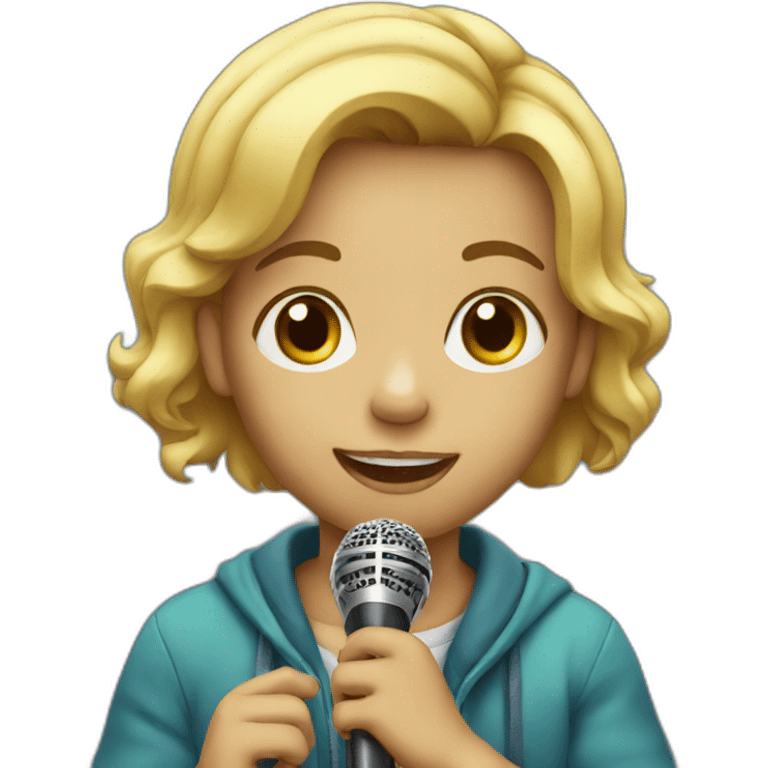 child with microphone emoji