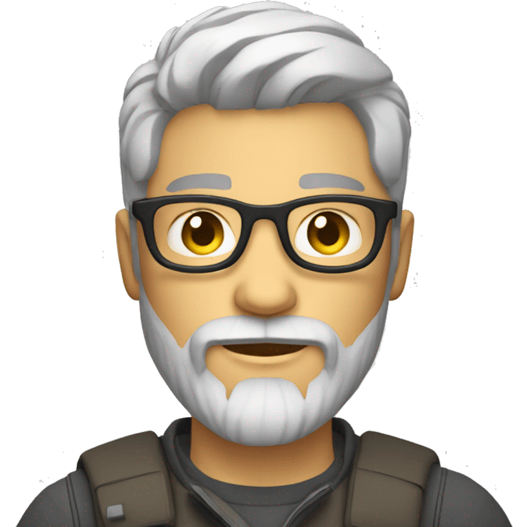 cool designer for the sun with gray short hair and beard, white skin emoji