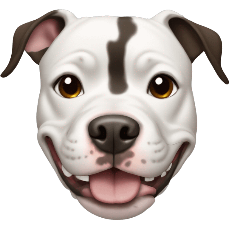 black and white Pit Bull with brown eyes smiling emoji