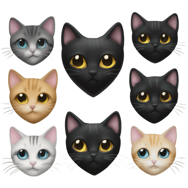 black heart with cats emoji