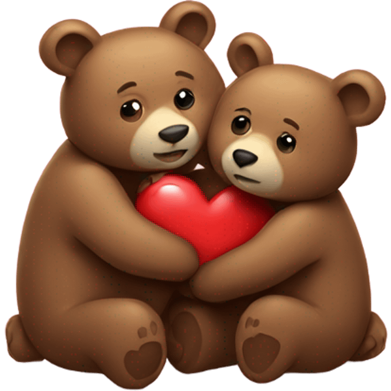 Two Bears hugging heart emoji