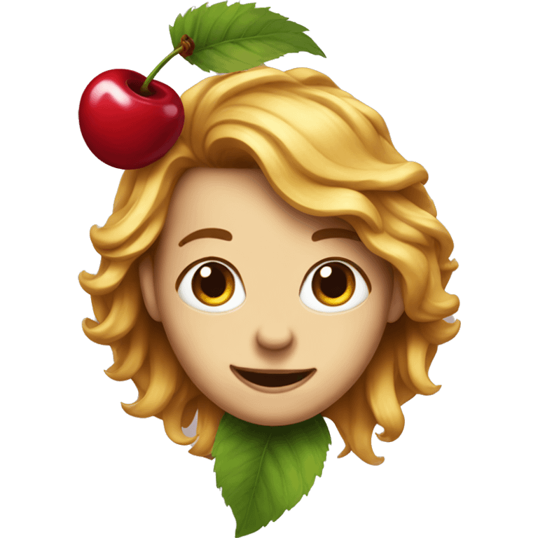 Cherry with hair emoji