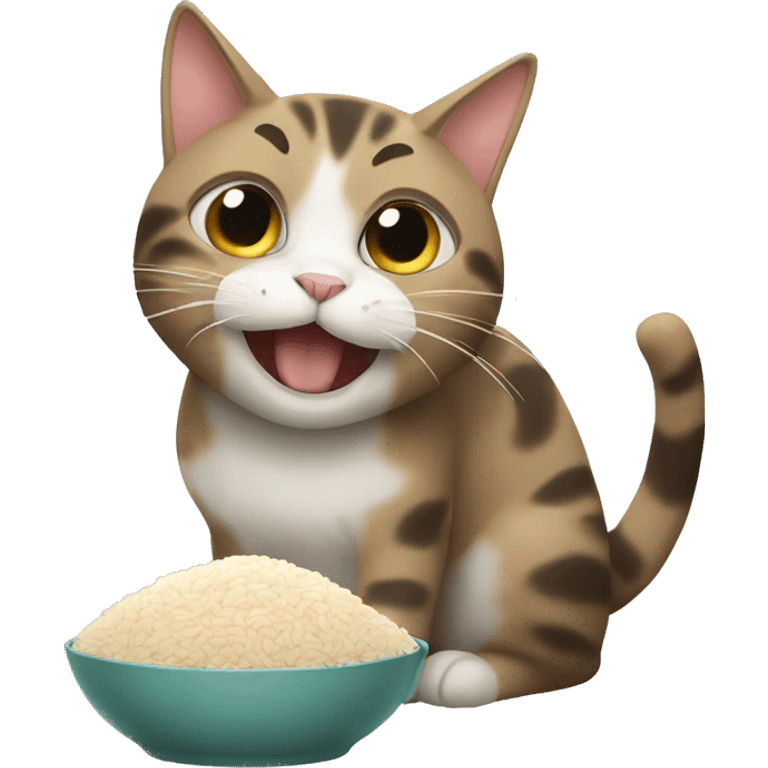 Cat eating rice emoji