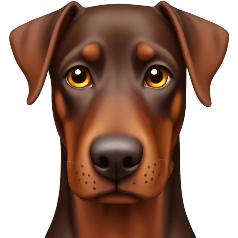 Red Doberman without cropped ears face facing front emoji