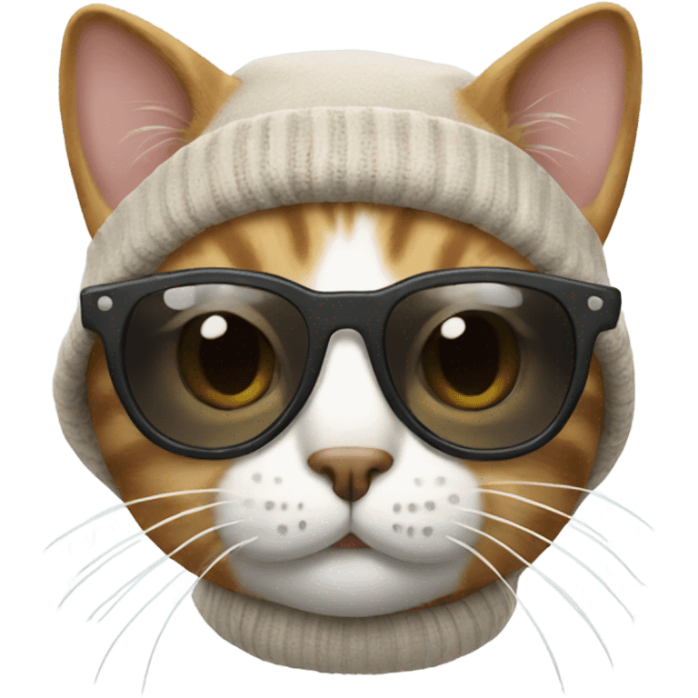 cat with sunglasses and a beanie emoji