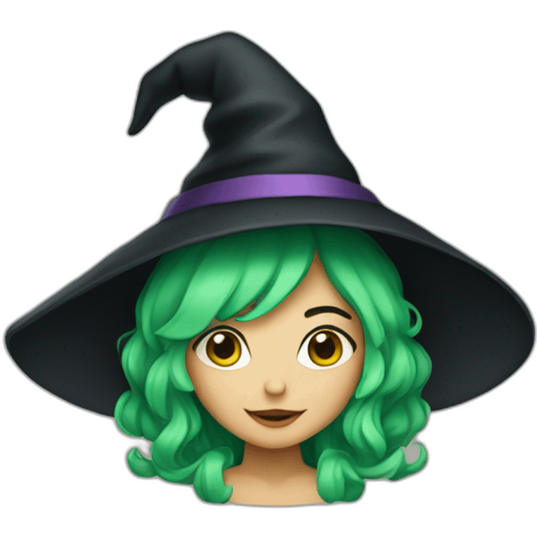 green-haired witch emoji