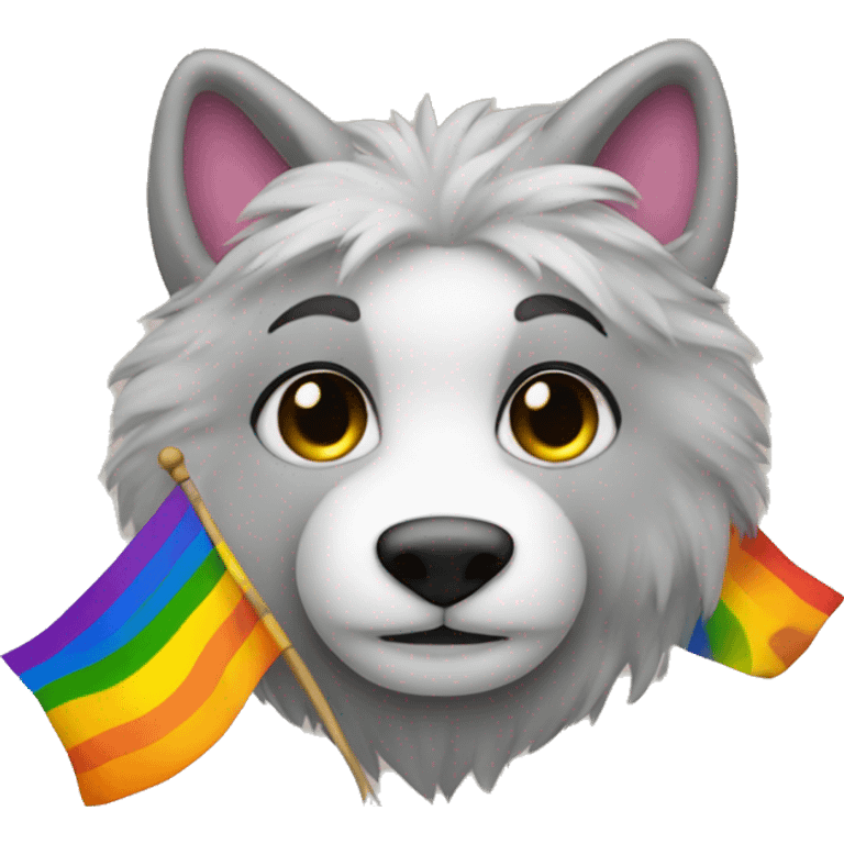 gay furry with a gay flag emoji