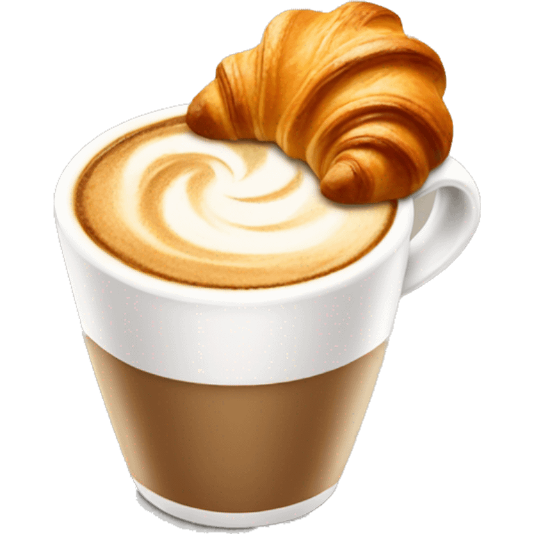 Cup of cappuccino with croissant emoji