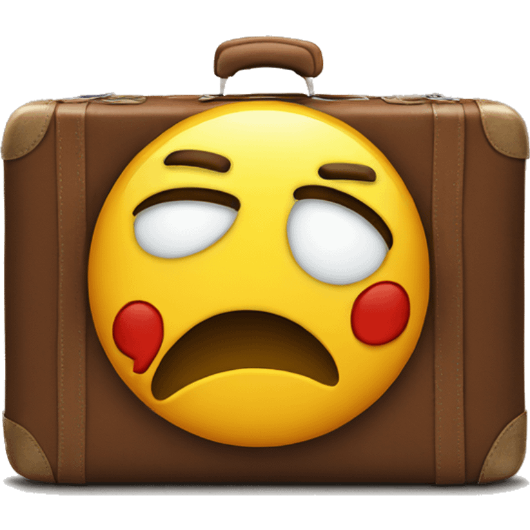 Hurt emoji on a suitcase emoji