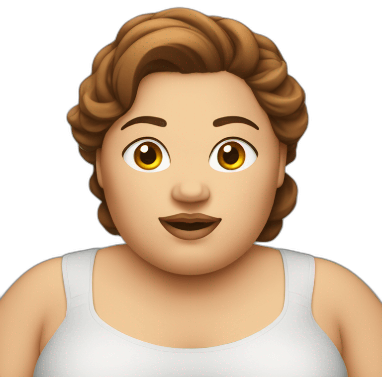 obese-woman-big-belly-cheveux-marron emoji