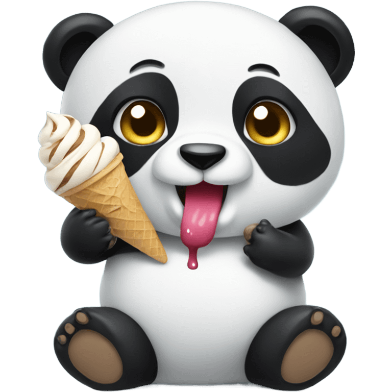 Panda eating ice cream emoji