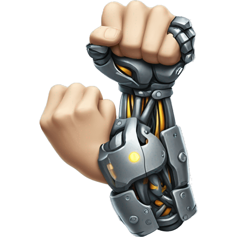 Cyborg arm and bicep with flexing shock emoji