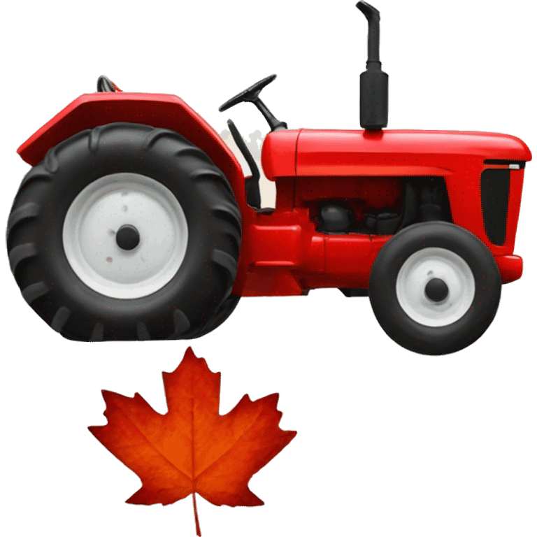 Red Tractor with a maple leaf in the backgound emoji