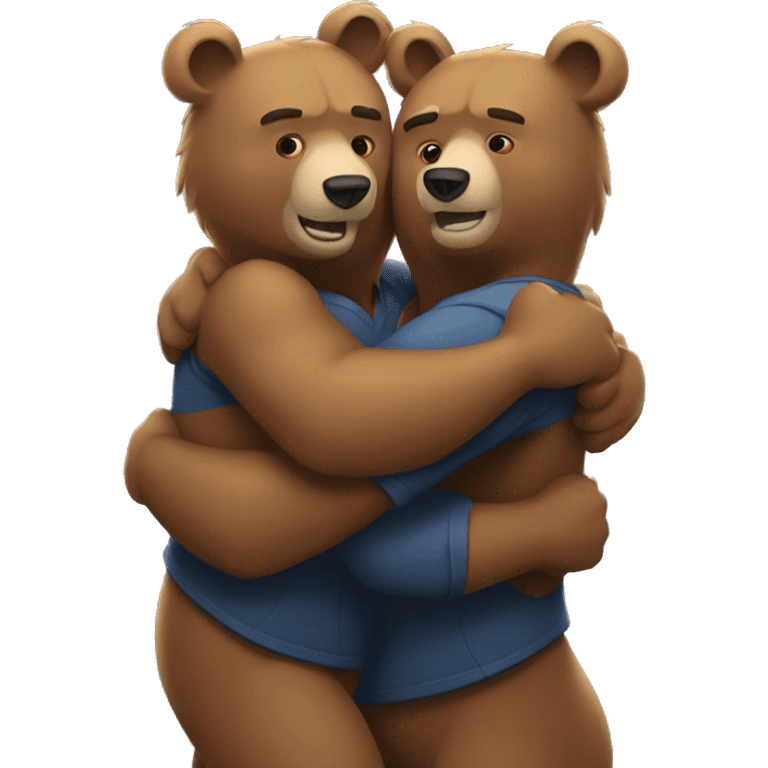 two strong bears hugging  emoji