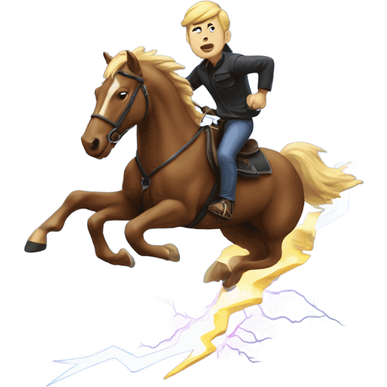 man riding a lightning bold like a horse emoji