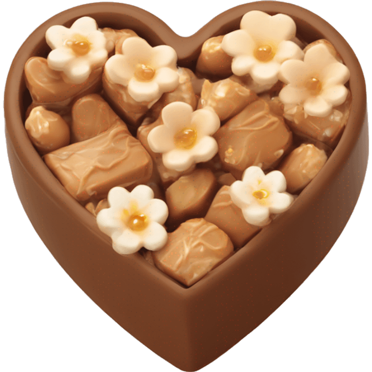 Beige asthetic Praline in a HeartBox With flowers emoji