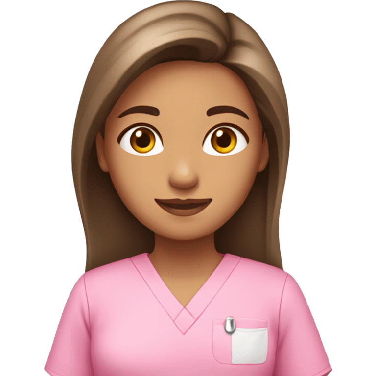 cute tan girl with long straight brown hair wearing pink scrubs emoji