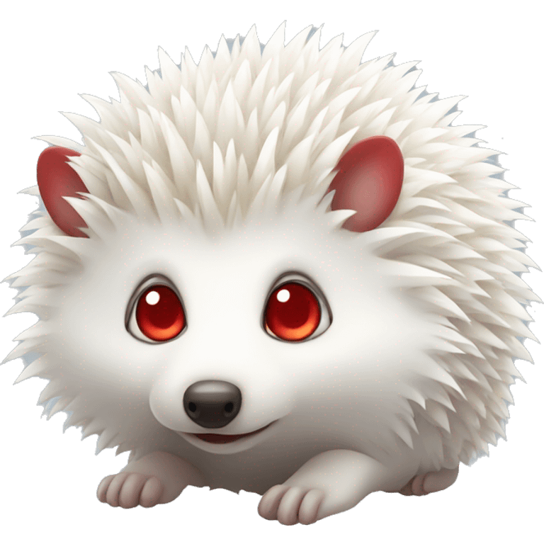 Cute white hedgehog with red eyes emoji