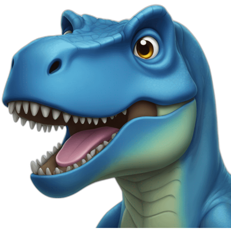 Blue t-rex without jaw emoji