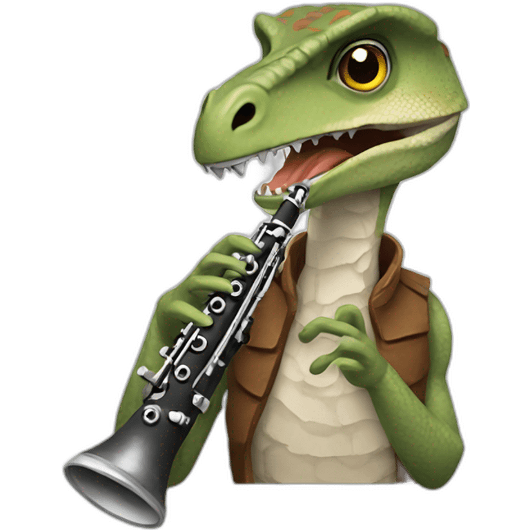 Velociraptor playing a recorder emoji