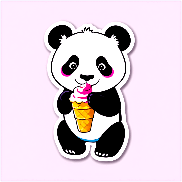 Panda eating ice cream emoji