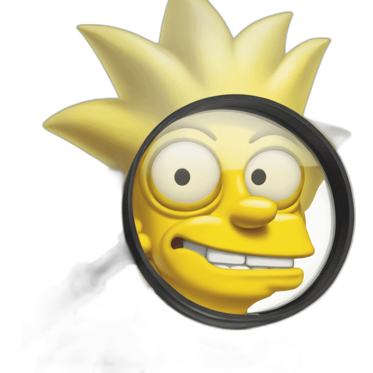 Bart Simpson looking through one magnifying glass emoji