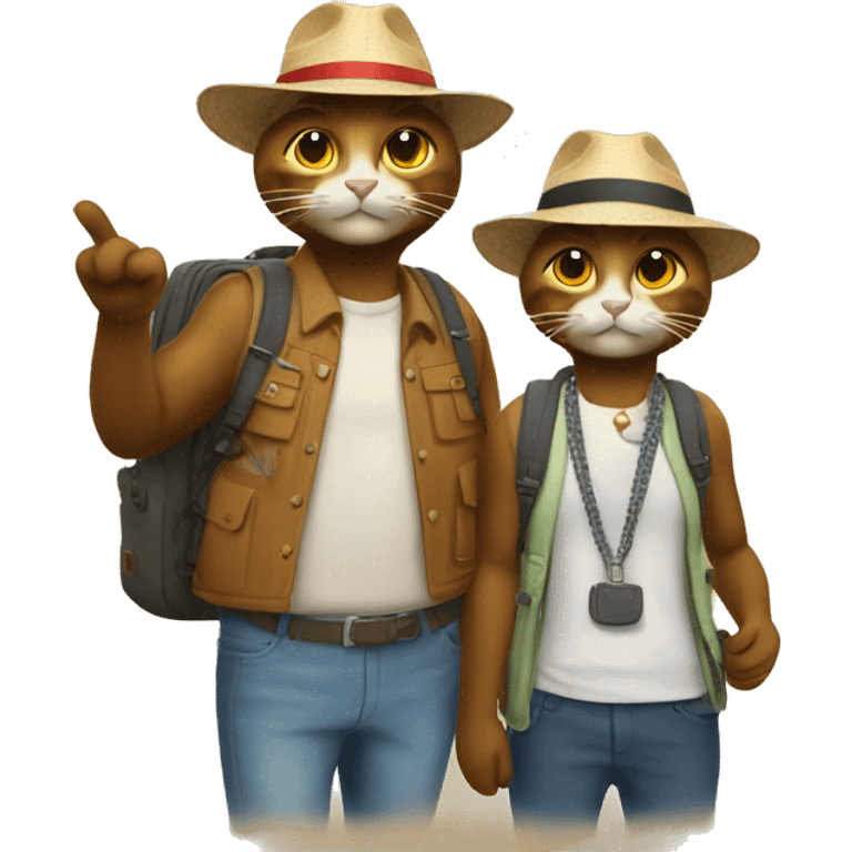 2 cats dressed up as tourists emoji