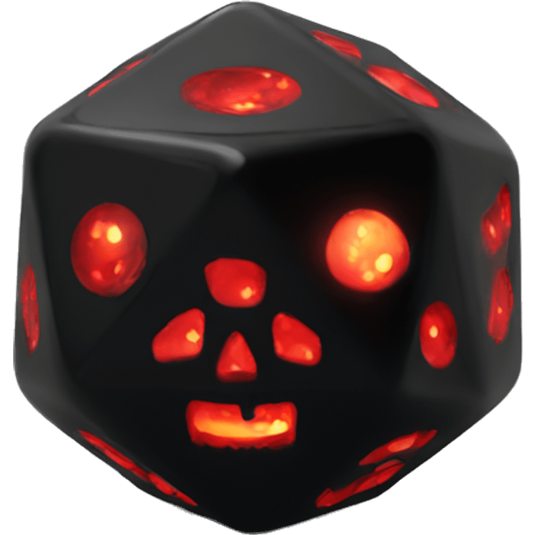 D20 dice black with red skull glowing emoji