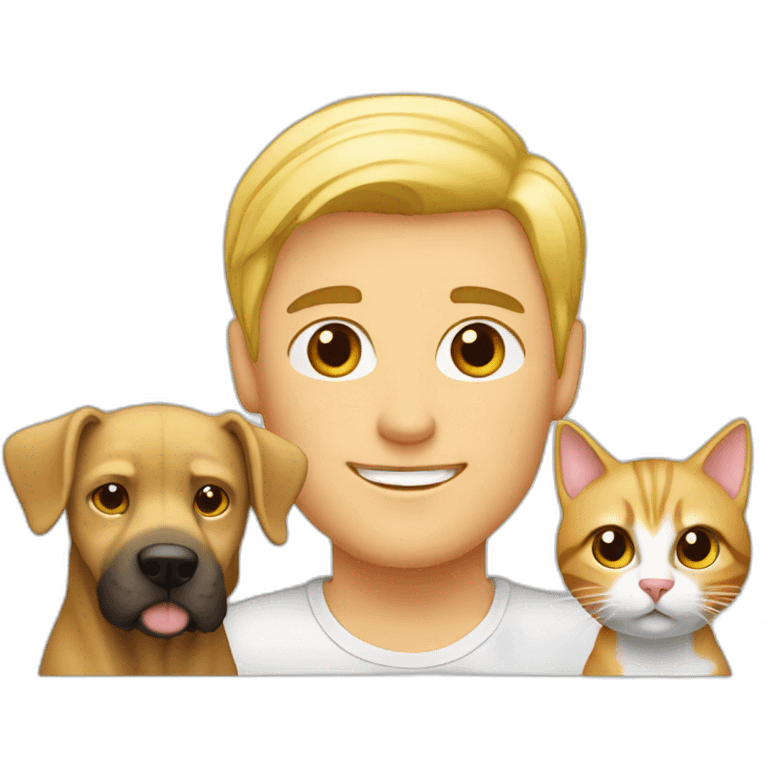 blond-hair-sexy-man-and-girl-with-dog-and-cat emoji