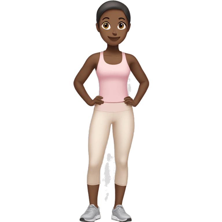 Girl with light skin in light pink clothes exercising emoji