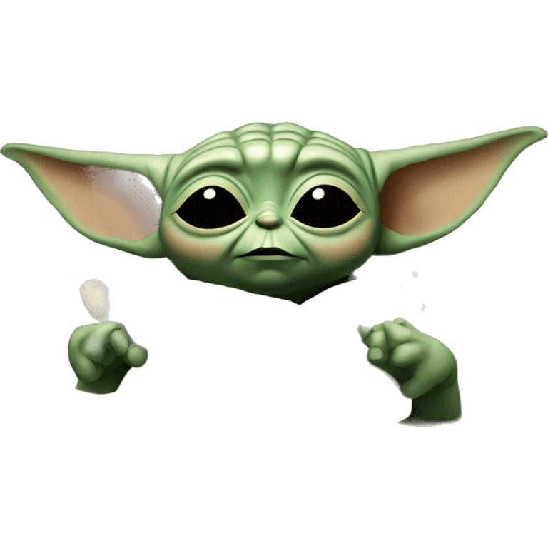 baby yoda is lying in bed with his eyes closed. Around him are flying letters ZZZZ emoji