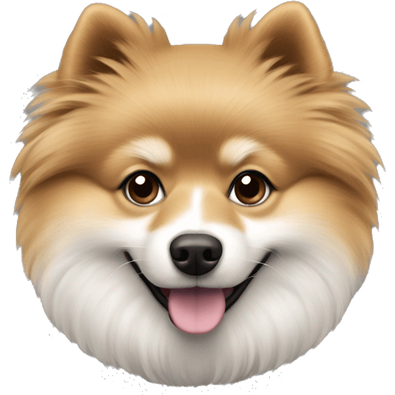 less fluffy pomeranian-spitz mix light brown and white with gray ears  emoji