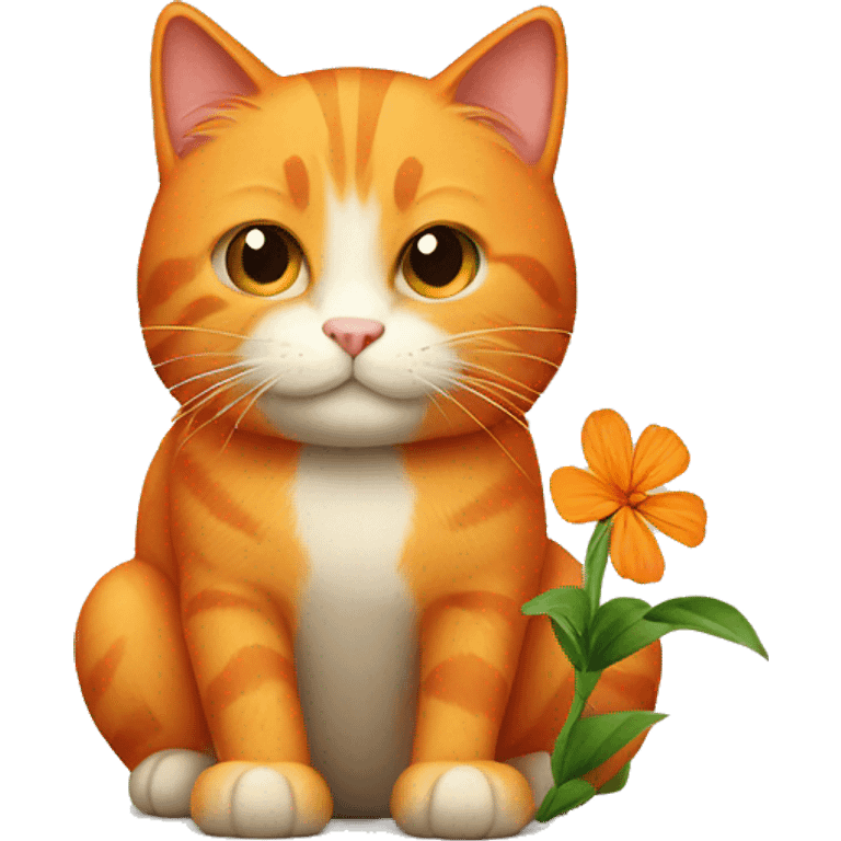 orange cat with flower  emoji