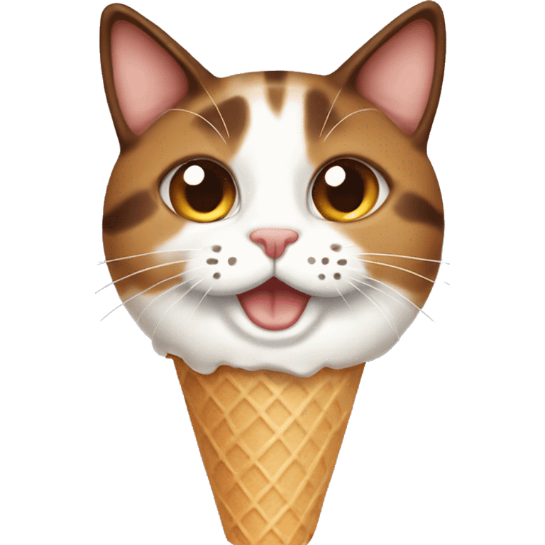 Icecream with brown calico cat emoji