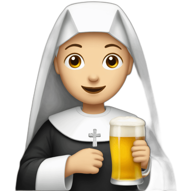 A nun with a beer emoji