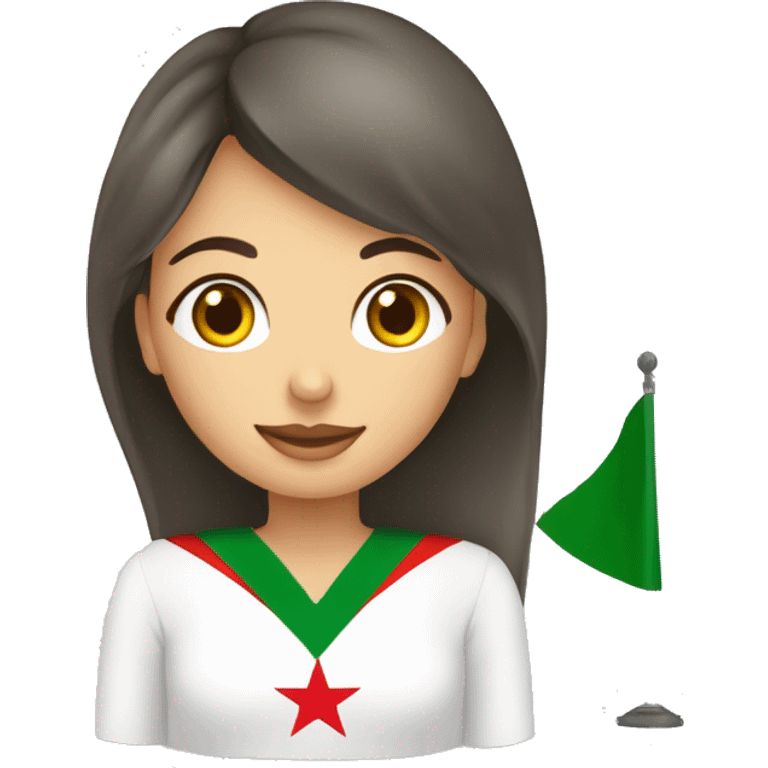 Une femme voilée tenant un drapeau d’Algérie emoji