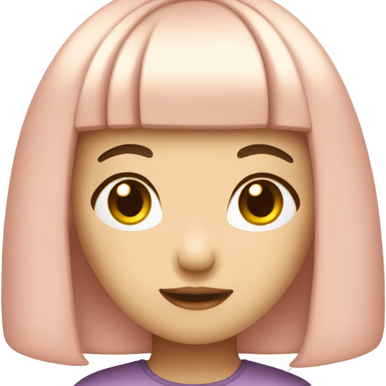 A cute Asian girl with bob hair and pink cheeks emoji