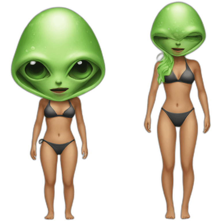 Bikini girl with alien head emoji