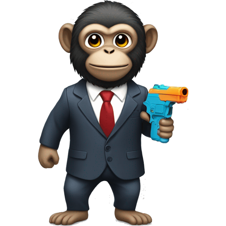 monkey in a suit and a water pistol in his hand emoji