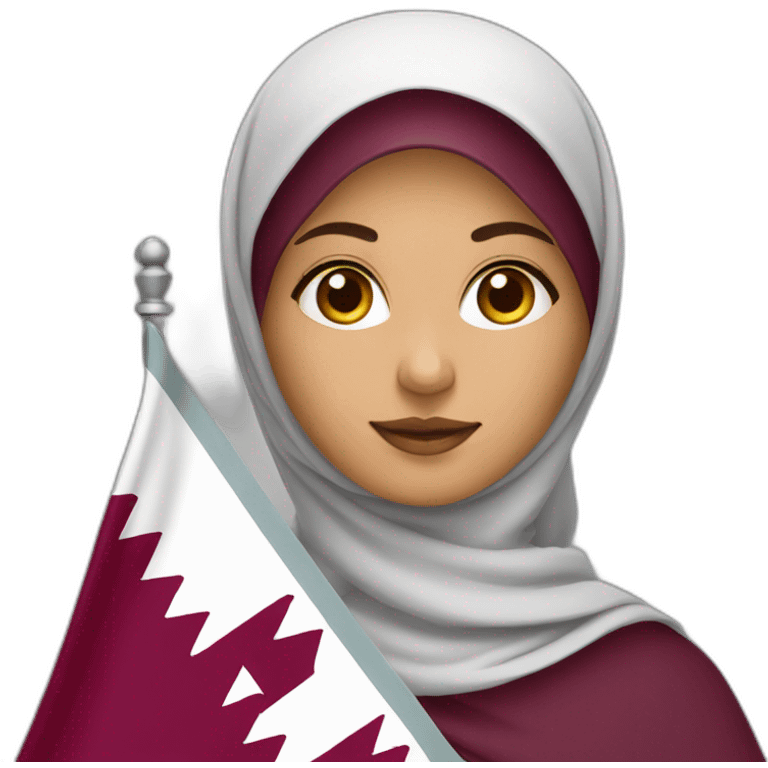 Arabic women holding Qatar flag emoji