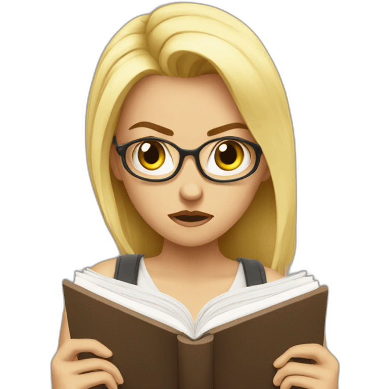 Blondie studying and getting angry emoji