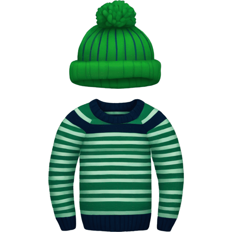 A sweater in green and navy stripe emoji