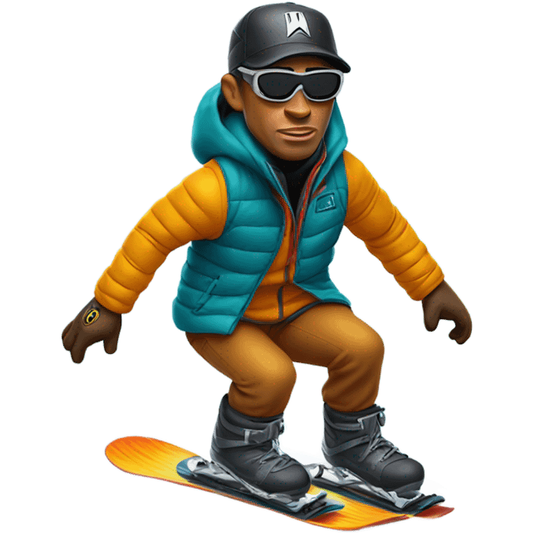 Tiger woods riding a snowboard  emoji