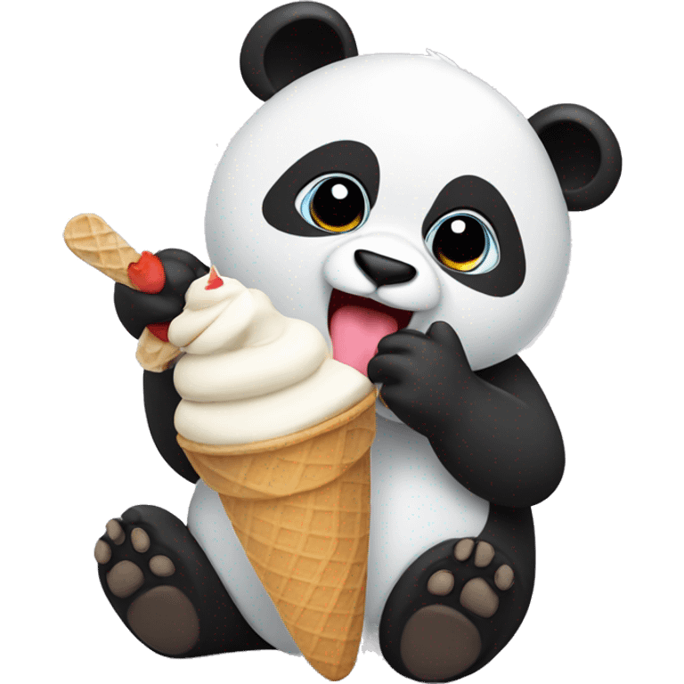 Panda eating ice cream emoji